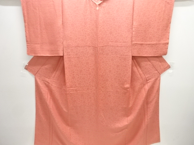 未使用品　花唐草模様織り出し一つ紋色無地着物